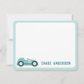 子供の名前入りレースカーのメモカード（男の子用） ノートカード (正面)