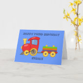 子供の名前入り電車の誕生日カード カード (黄色い花)
