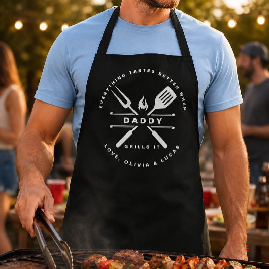子供の名前入り Daddy Grills BBQ エプロン