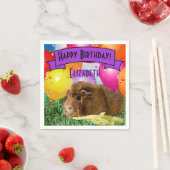 子供の名前誕生日モルモットパーティーバルーン スタンダードカクテルナプキン (インサイチュ)