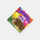 子供の名前誕生日モルモットパーティーバルーン スタンダードカクテルナプキン (角)