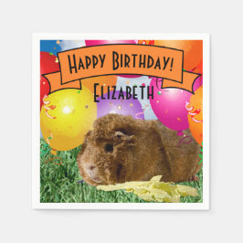 子供の名前誕生日モルモットパーティーバルーン スタンダードカクテルナプキン