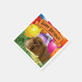 子供の名前誕生日モルモットパーティーバルーン スタンダードカクテルナプキン (角)