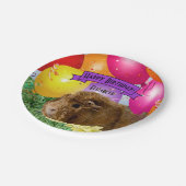 子供の名前誕生日モルモットパーティーバルーン ペーパープレート (アングル)