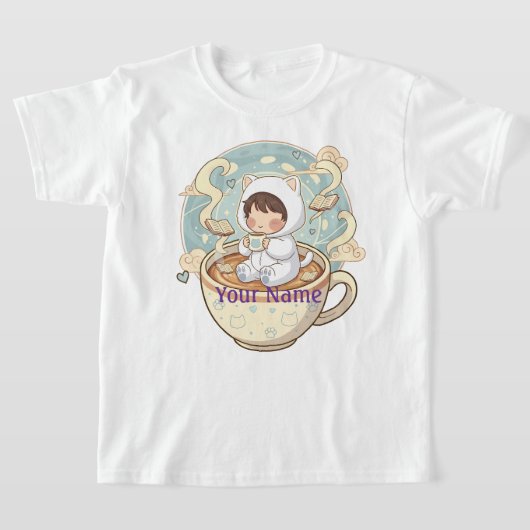 子供の名前 猫 キッズTシャツ 男の子 女の子 学校 Tシャツ (レイダウン)