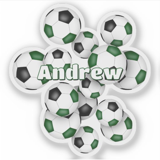 子供の名前 緑 黒 サッカーボール シール (正面)
