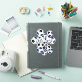 子供の名前 青 黒 サッカーボール シール (iPadカバー)