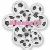 子供の名前 黒と白のサッカーボール シール (正面)