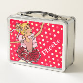子供の名前ballerinaブロンド女の子赤ピンクの弁当箱 メタルランチボックス (裏面)