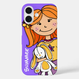 子供の名前iphone女の子は紫色の黄色をカドル iPhone 16ケース