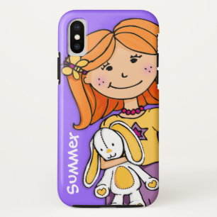 子供の名前iphone女の子は紫色の黄色をカドル iPhone x ケース