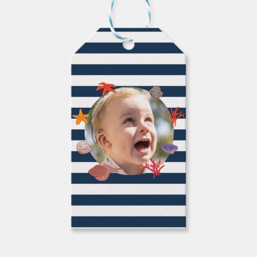 子供の夏のセーラーの誕生日パーティー ギフトタグ (正面)