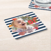 子供の夏のセーラーの誕生日パーティー スクエアペーパーコースター (アングル)