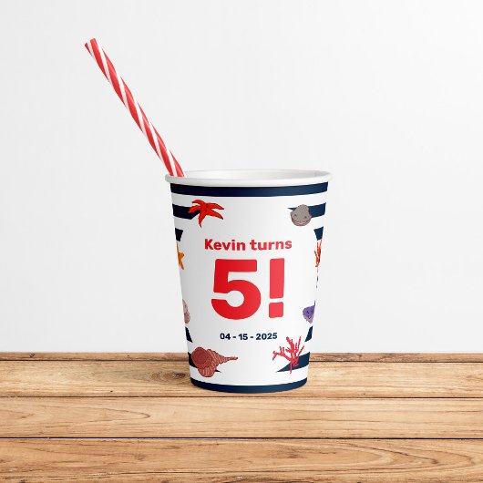 子供の夏のセーラーの誕生日パーティー 紙コップ