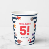 子供の夏のセーラーの誕生日パーティー 紙コップ (裏面)