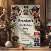 子供の夏のビーチ海賊の誕生日パーティー 招待状