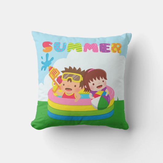子供の夏の水遊びのスロー枕 クッション (正面)