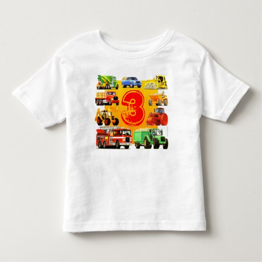 子供の大きい建築のトラックの第3誕生日 トドラーTシャツ (正面)
