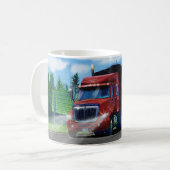 子供の大きな赤い貨物トラック飲みマグ コーヒーマグカップ (正面左)