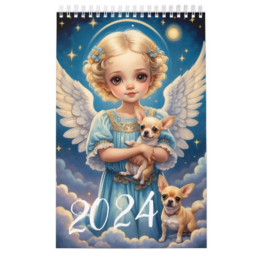 子供の天使と可愛い動物。2024 カレンダー (カバー)