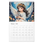 子供の天使と可愛い動物。2024 カレンダー (2月 2026)