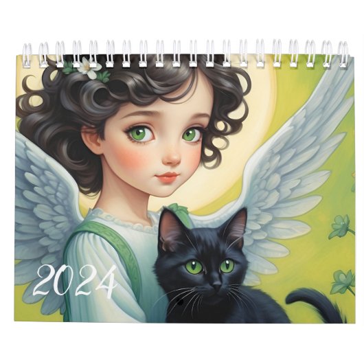 子供の天使と可愛い動物。2024 カレンダー (裏面)