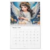子供の天使と可愛い動物。2024 カレンダー (2月 2027)