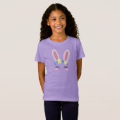 子供の女の子のかわいいイースターのウサギの顔のTシャツ Tシャツ (正面フル)