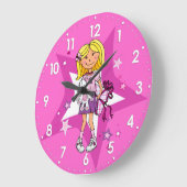 子供の女の子のギフトかわいいピンクの部屋の壁時計 ラージ壁時計 (傾斜)