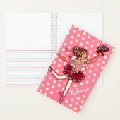 子供の女の子の名前バレリーナピンク水玉模様 ノートブック (内側)