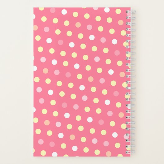 子供の女の子の名前バレリーナピンク水玉模様 ノートブック (裏面)