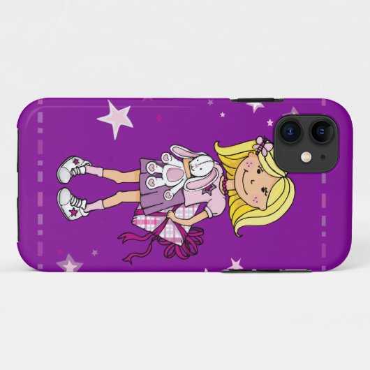 子供の女の子はピンクの紫のiphoneケースを抱く Case-Mate iPhoneケース (裏面(横))