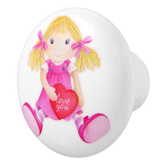 子供の女の子ラグドールの水色のアートノブのハンドル セラミックノブ (右)