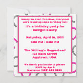 子供の女性のカーボーイのパーティーのブロンドの女の子の誕生日 招待状 (裏面)