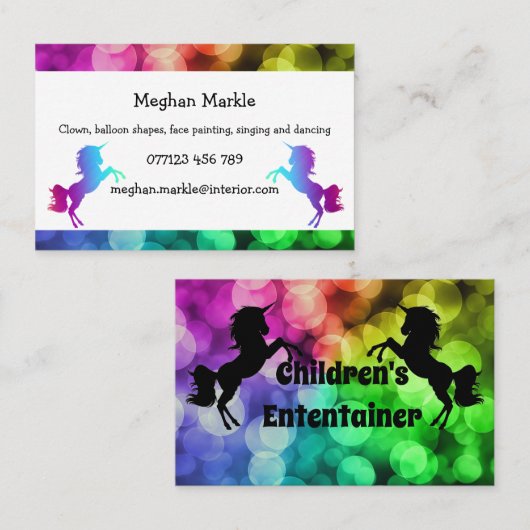 子供の子供の芸能人のユニコーン色の虹 名刺 (正面/裏面)