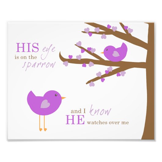 子供の子供部屋アート – 彼の目はスパロー フォトプリント            (正面)