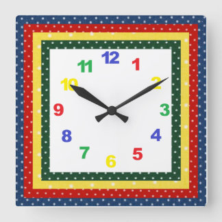 子供の子供部屋時計（数字あり） スクエア壁時計