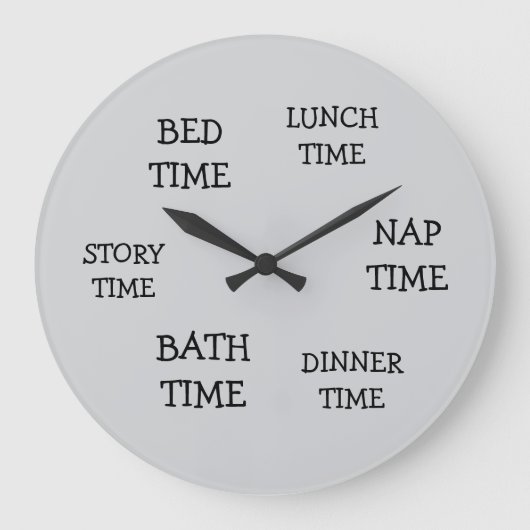 子供の子供部屋毎日のスケジュールグレー文字 ラージ壁時計 (正面)
