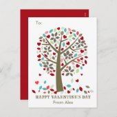 子供の学校の教室のバレンタインはモダンな木を梳きます シーズンポストカード (正面/裏面)