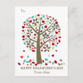 子供の学校の教室のバレンタインはモダンな木を梳きます シーズンポストカード (正面)