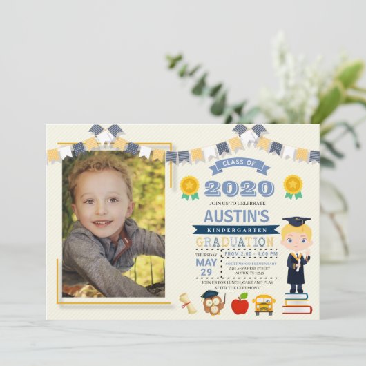 子供の学校卒業写真 招待状 (スタンド正面)