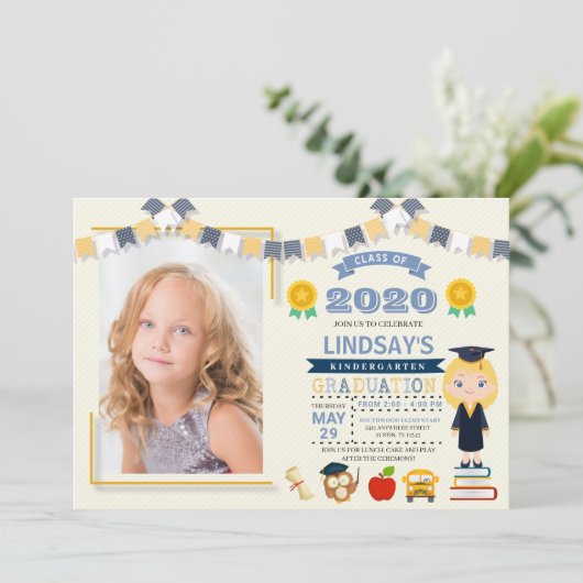 子供の学校卒業写真 招待状 (スタンド正面)