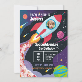 子供の宇宙アドベンチャーパーティーロケット科学者の子供 招待状