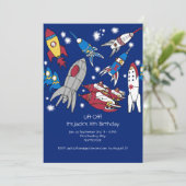 子供の宇宙インスパイア誕生日パーティーの招待 招待状 (スタンド正面)