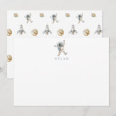 子供の宇宙飛行士のパーソナライズグッズ ノートカード (正面/裏面)