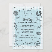 子供の宇宙飛行士の誕生日パーティー 招待状 (正面)