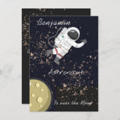 子供の宇宙飛行士 誕生日パーティー 招待状 (正面/裏面)