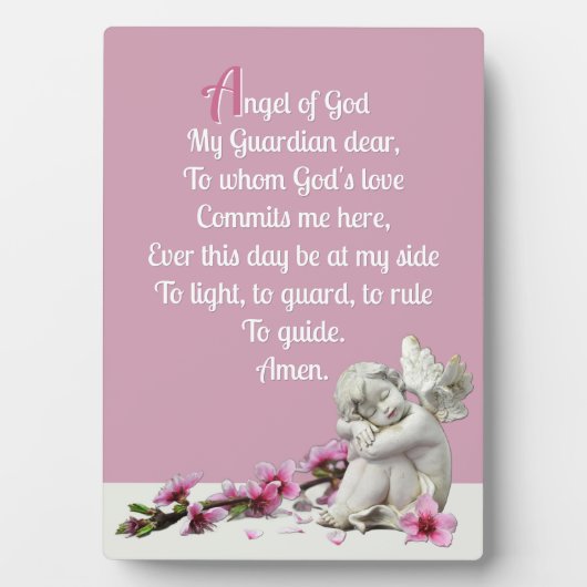 子供の守護天使イーゼル付き卓上プレート フォトプラーク (正面)