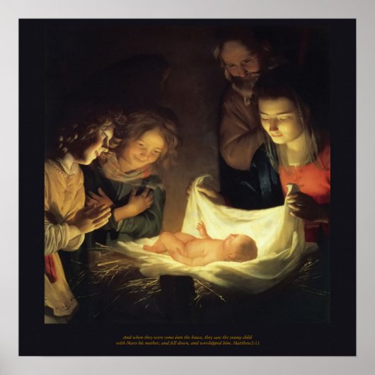 子供の崇拝 – Honthorst c1622 ポスター (正面)