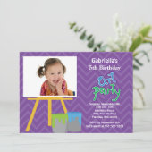 子供の工作・絵画パーティー写真誕生日招待状 招待状 (スタンド正面)